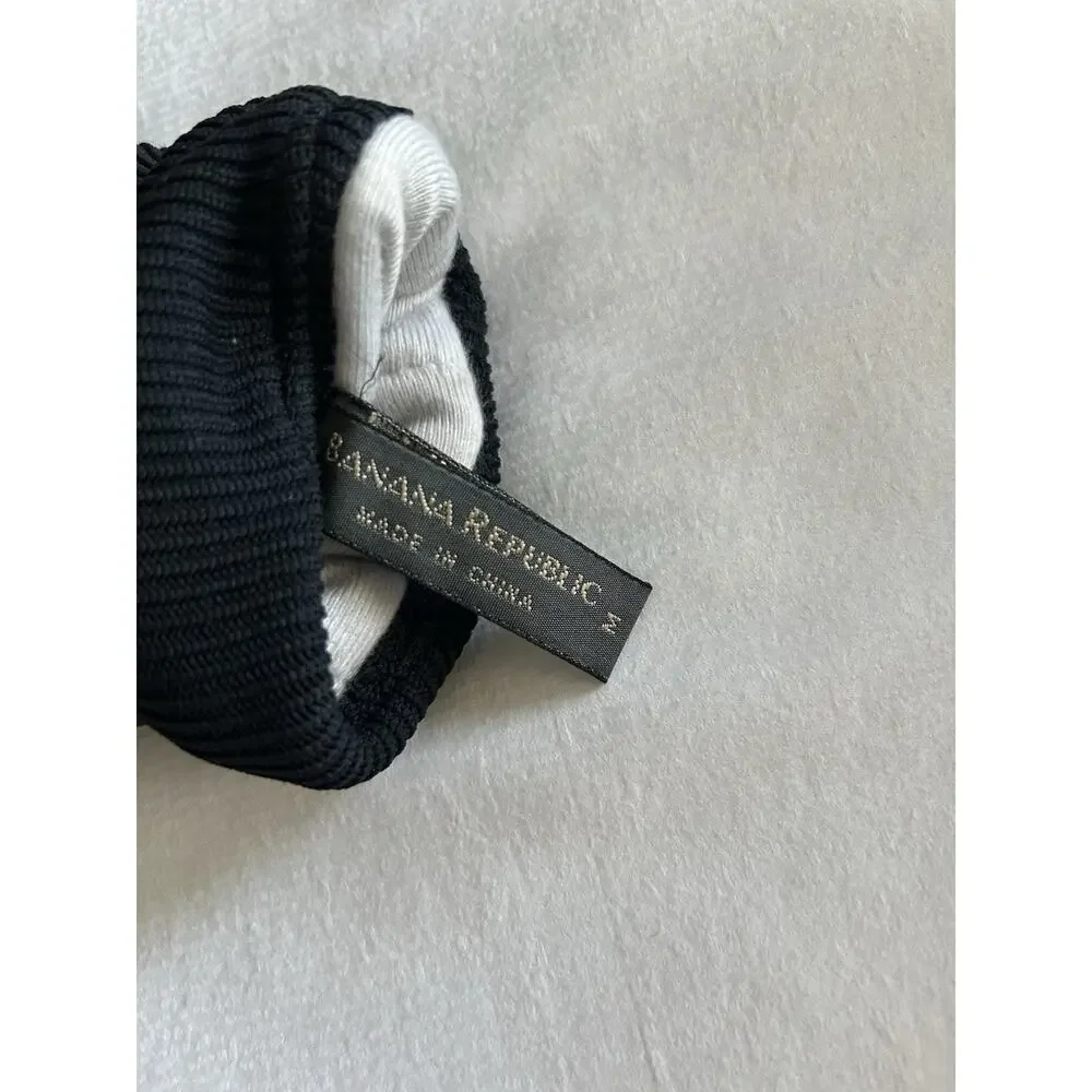 Banana Republic size M Men’s Leather Gloves Ribbed Knit Cuffs Black D26